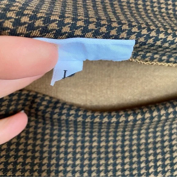 Bryn Walker Houndstooth Plaid Tunic Brown & Black Womens size L - Picture 7 of 10